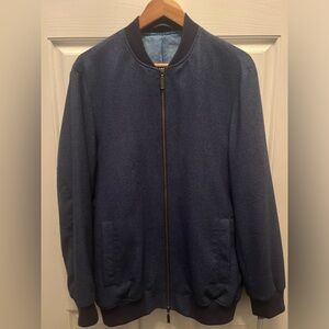 PRE-OWNED DRAGO MEN'S RUGBY FLANNEL BOMBER JACKET- BLUE- SIZE 41 TRIM